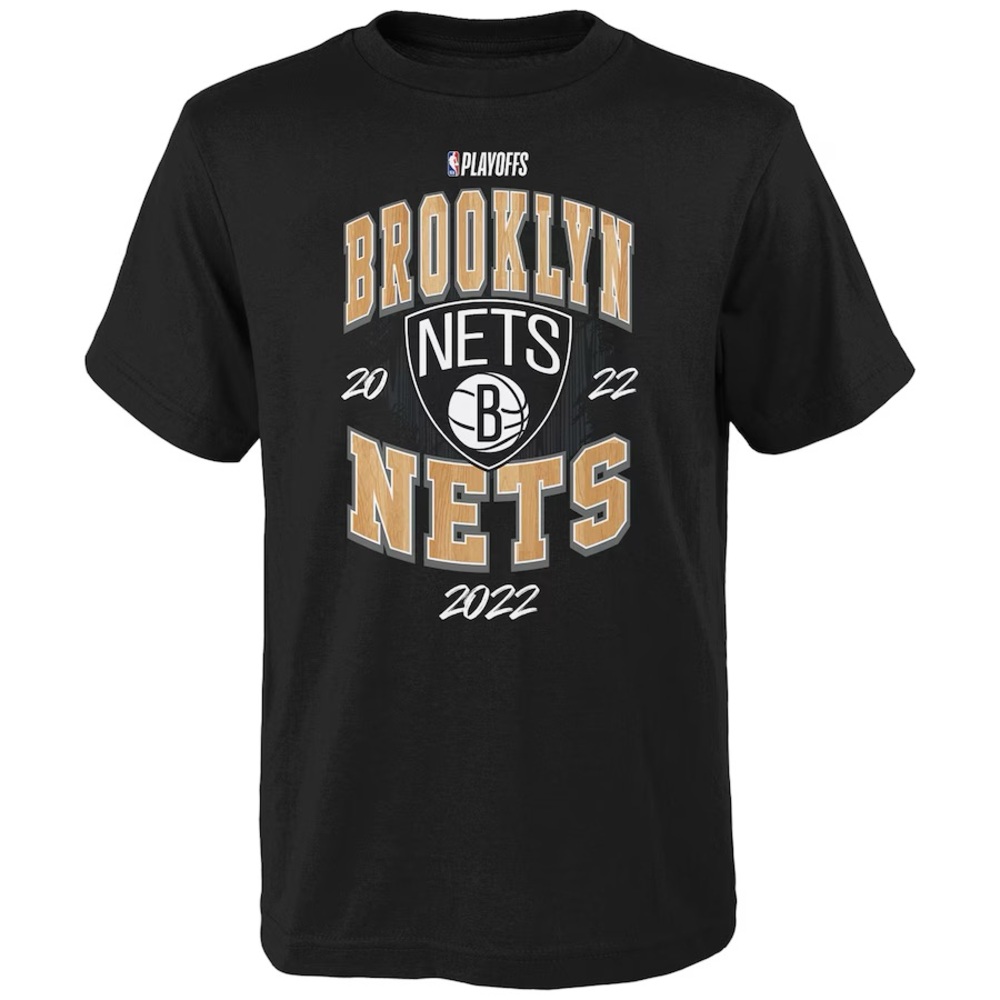 Youth Brooklyn Nets Black 2022 NBA Playoffs Hype T-Shirt New in package 14/16 L